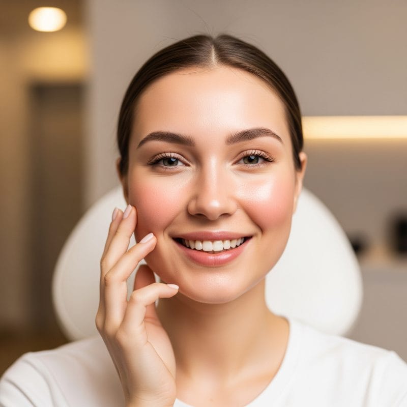 A Woman after Microneedling A Woman after Microneedling