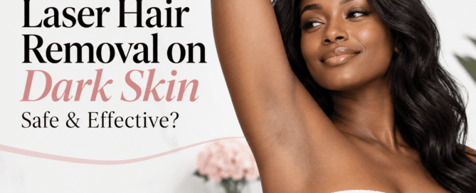 Alt text: Black woman with smooth, clean underarm representing laser hair removal for dark skin at Oxygen Med Spa in Orland Park, Illinois.